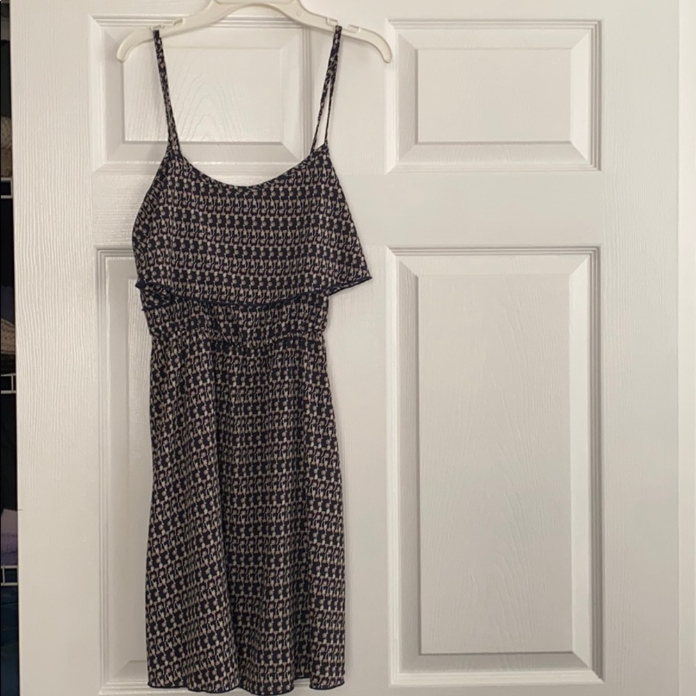 Navy blue and pink flowered dress